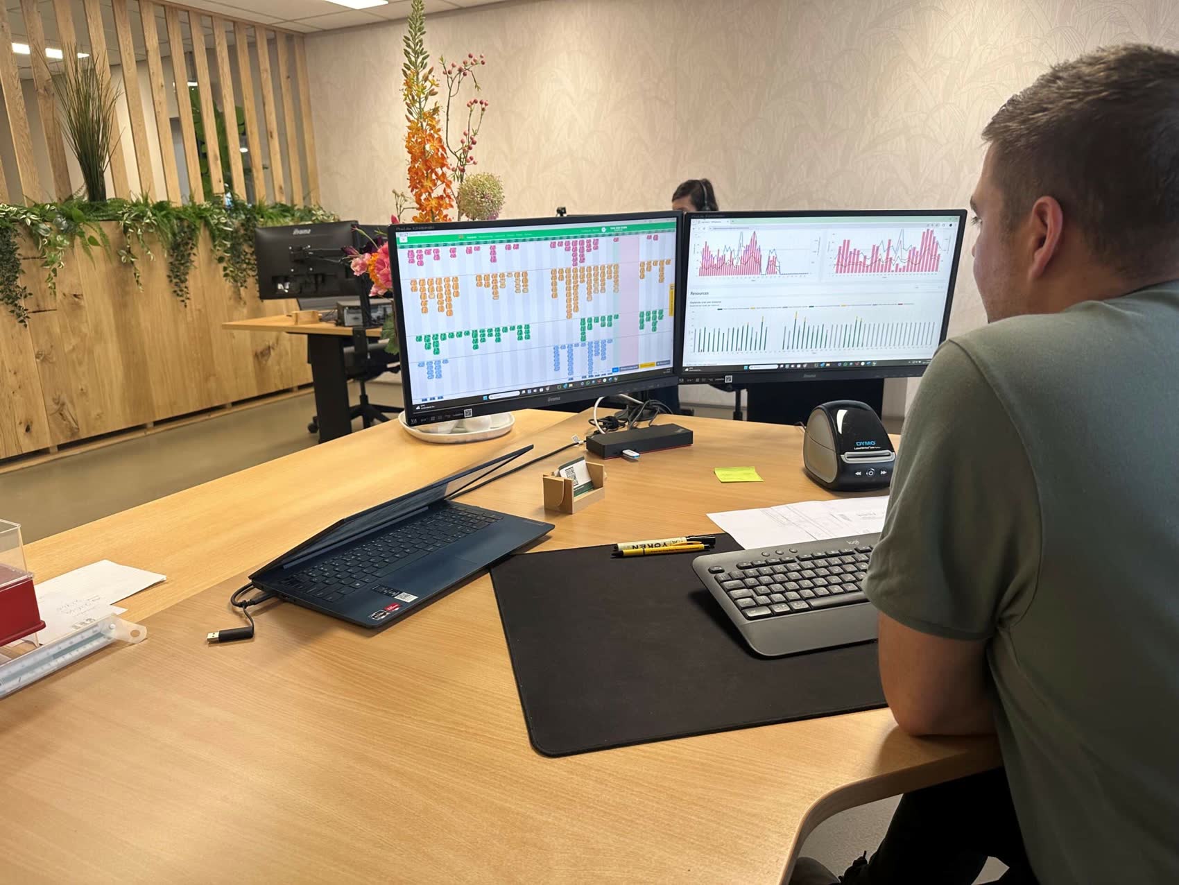 De planning en het dashboard naast elkaar op de werkvloer
